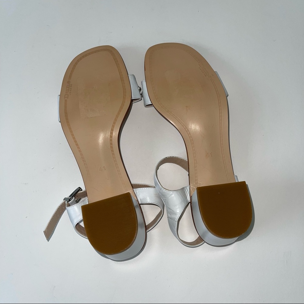 Dune London Open Toe White Block Heel Sandal W/ Floral Crystals New w/out box - Picture 13 of 14